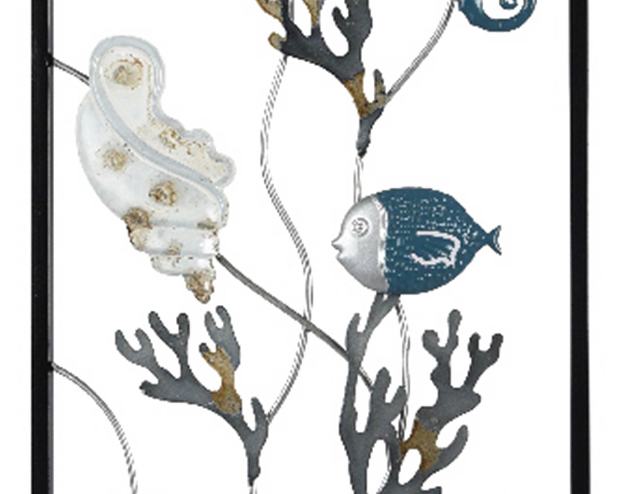 Quadro Deco Parete Pesci Blu Assortito in Ferro - Kaemingk - immagine 2