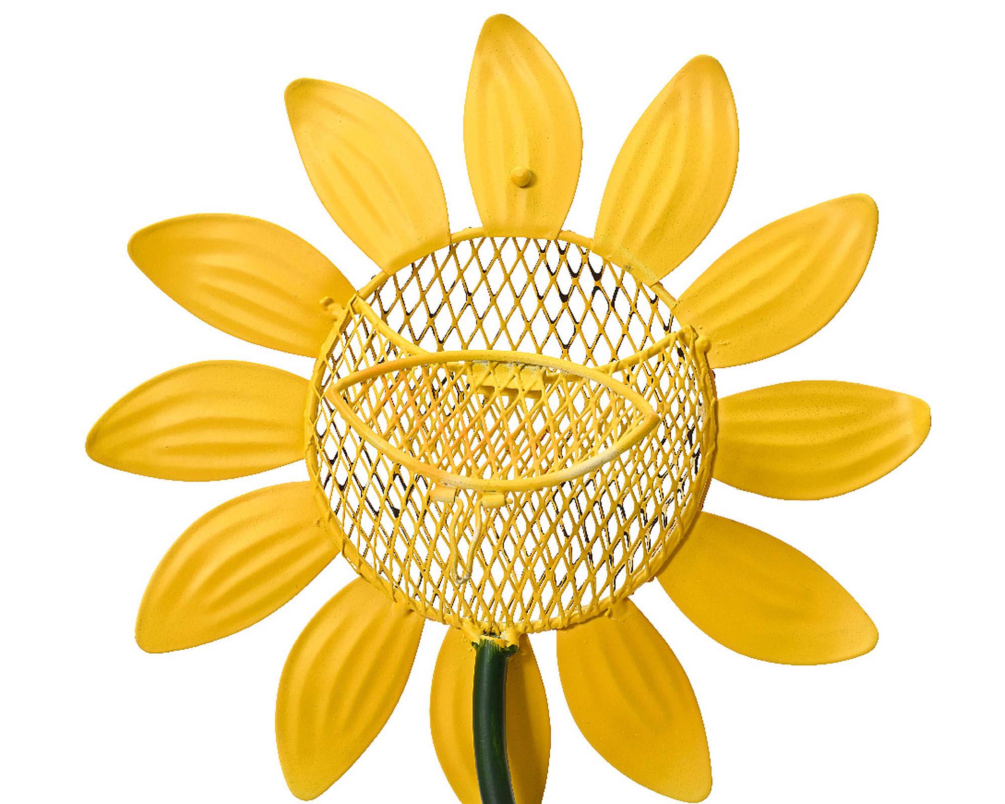 Mangiatoia per Uccelli Girasole Giallo 21x92cm in Ferro - Kaemingk - immagine 2