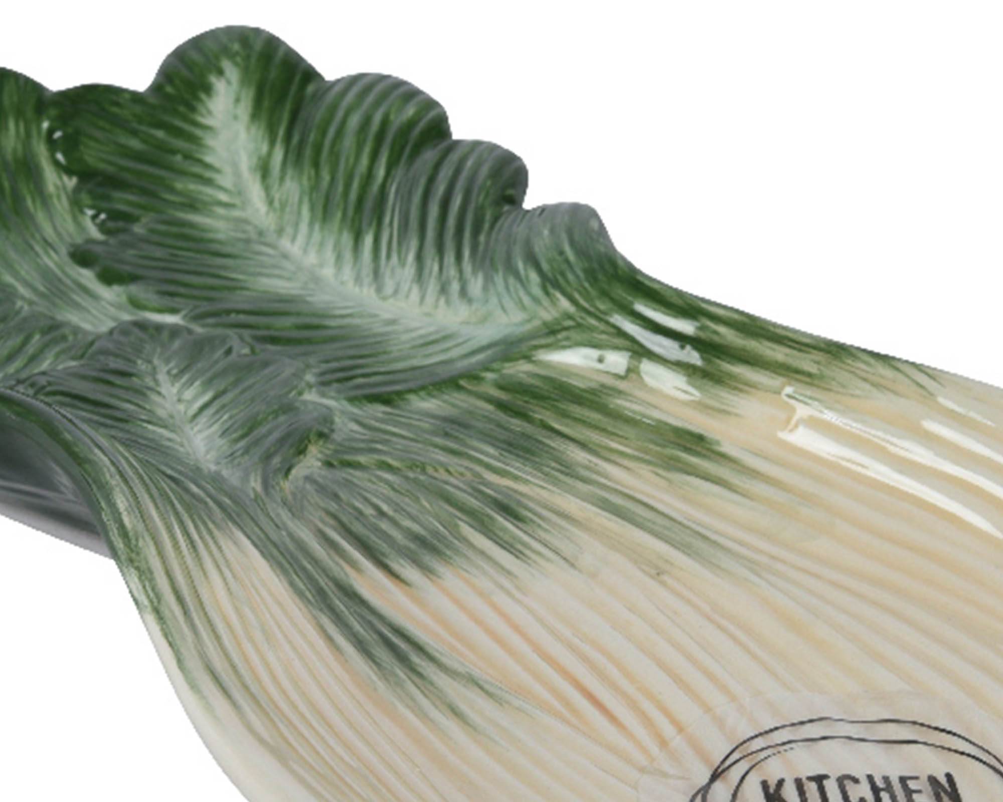 Piatto Portata Finocchio Bianco e Verde 26x11x3cm in Dolomite - Kaemingk - immagine 2