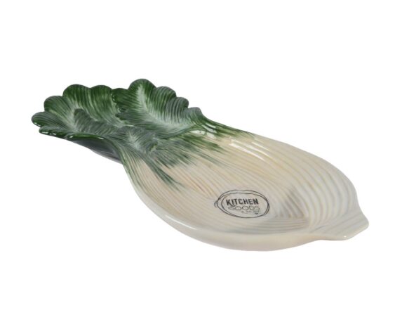 Piatto Portata Finocchio Bianco e Verde 26x11x3cm in Dolomite – Kaemingk