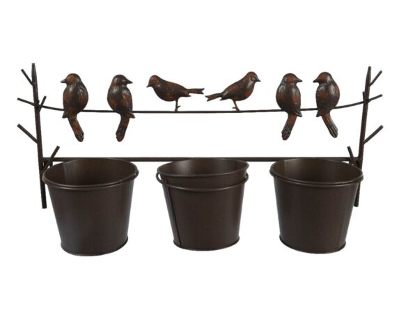 Portavaso 3 Piani Deco Uccellini Ruggine in Ferro – Kaemingk