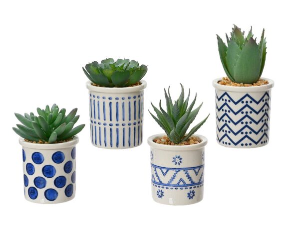 Pianta Artificiale con Vaso Assortito 5x9cm in Ceramica e Plastica – Kaemingk