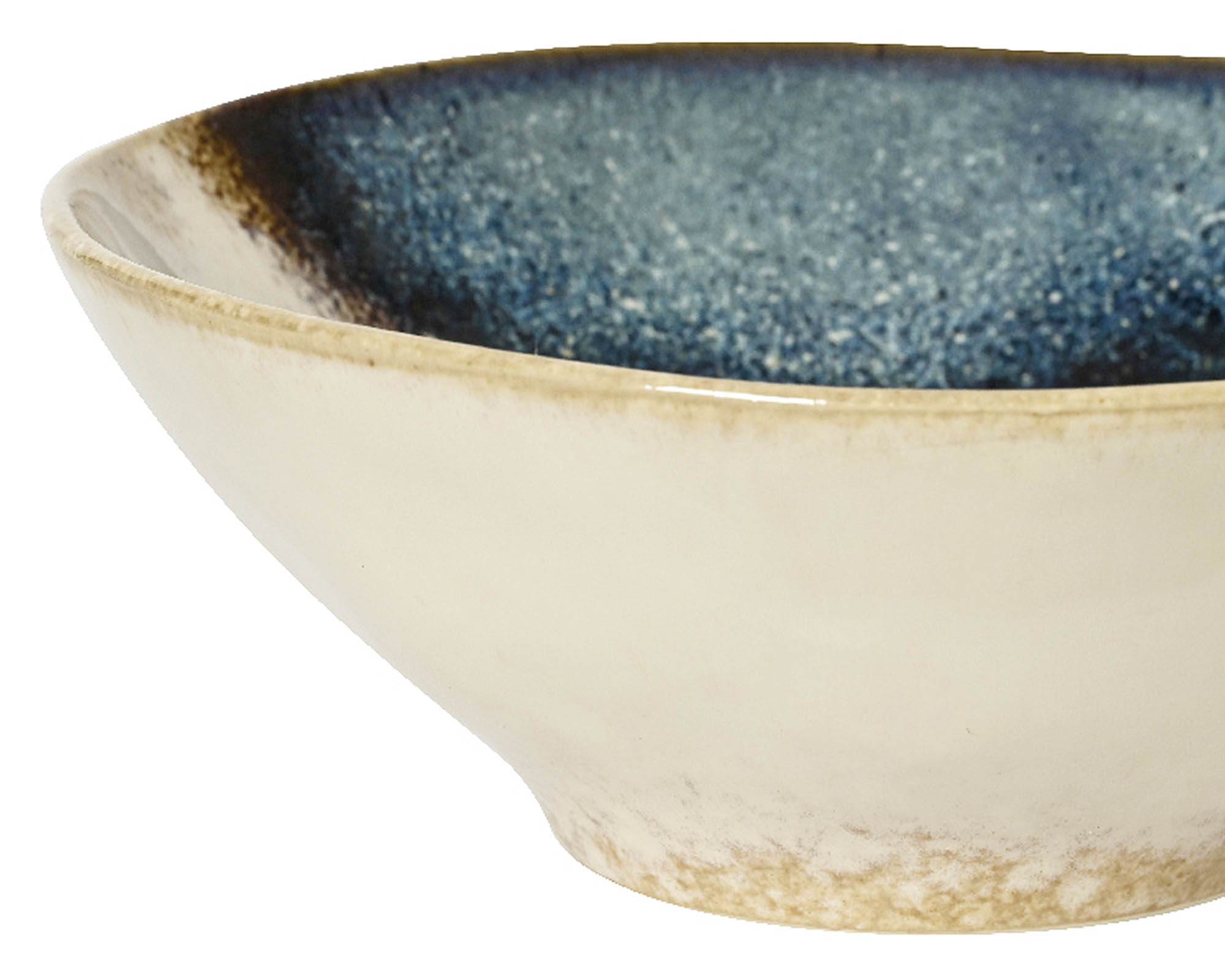 Ciotola Deco Rilievo Irregolare Blu e Bianco D15x5,5cm in Argilla - Kaemingk - immagine 2