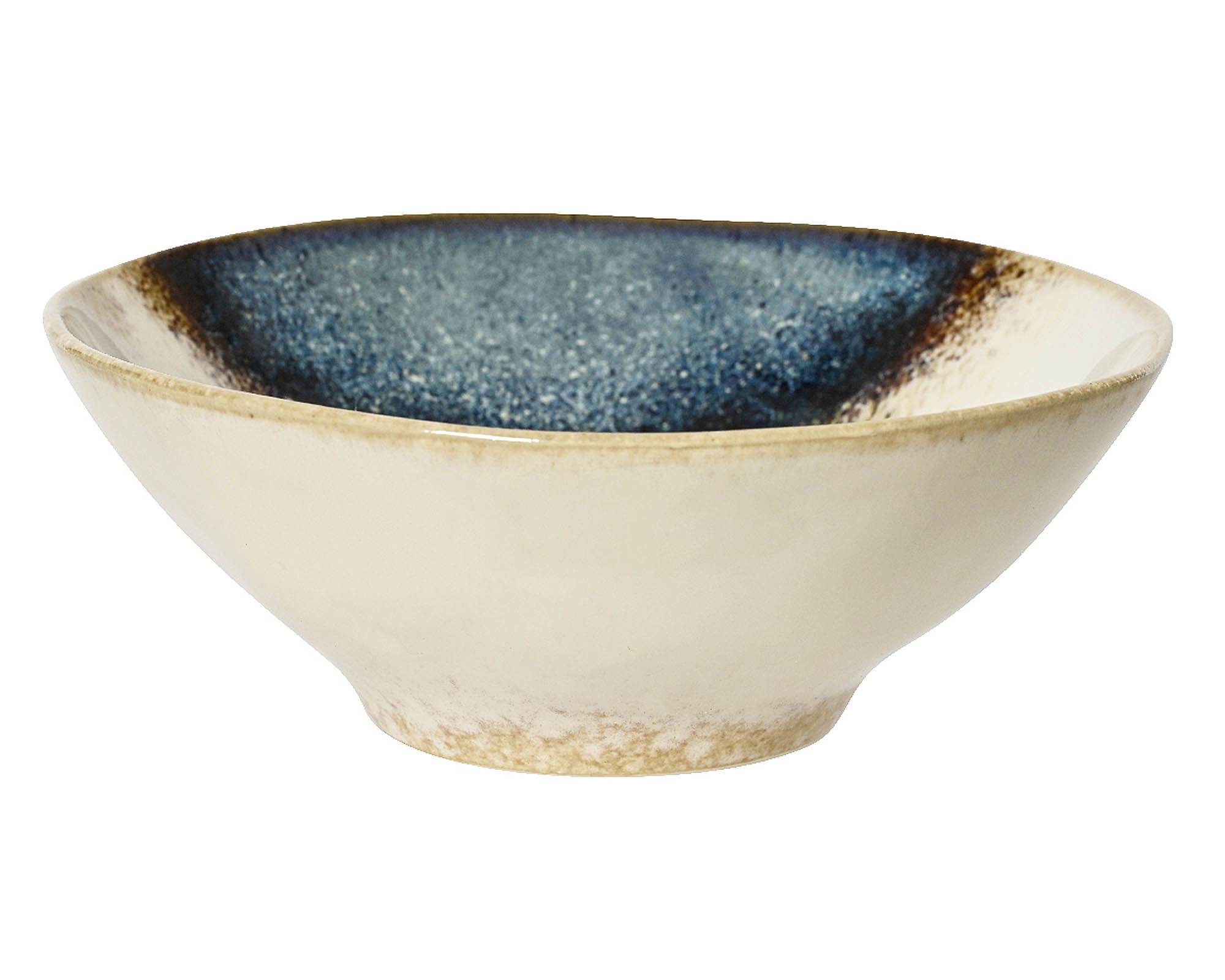 Ciotola Deco Rilievo Irregolare Blu e Bianco D15x5,5cm in Argilla - Kaemingk