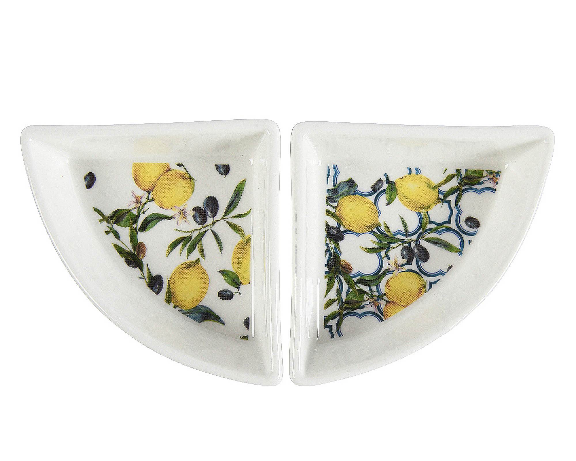 Set 5 Pz Ciotole per Aperitivo Deco Limoni D21,5 in Bamboo e Porcellana - Kaemingk - immagine 2