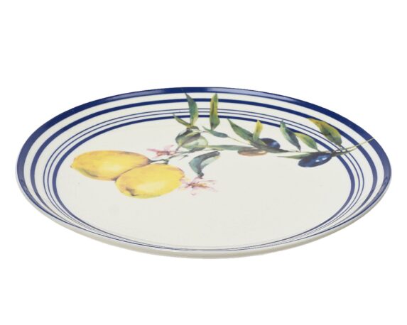 Piatto Piatto Blu e Bianco Deco Limoni in Porcellana – Kaemingk
