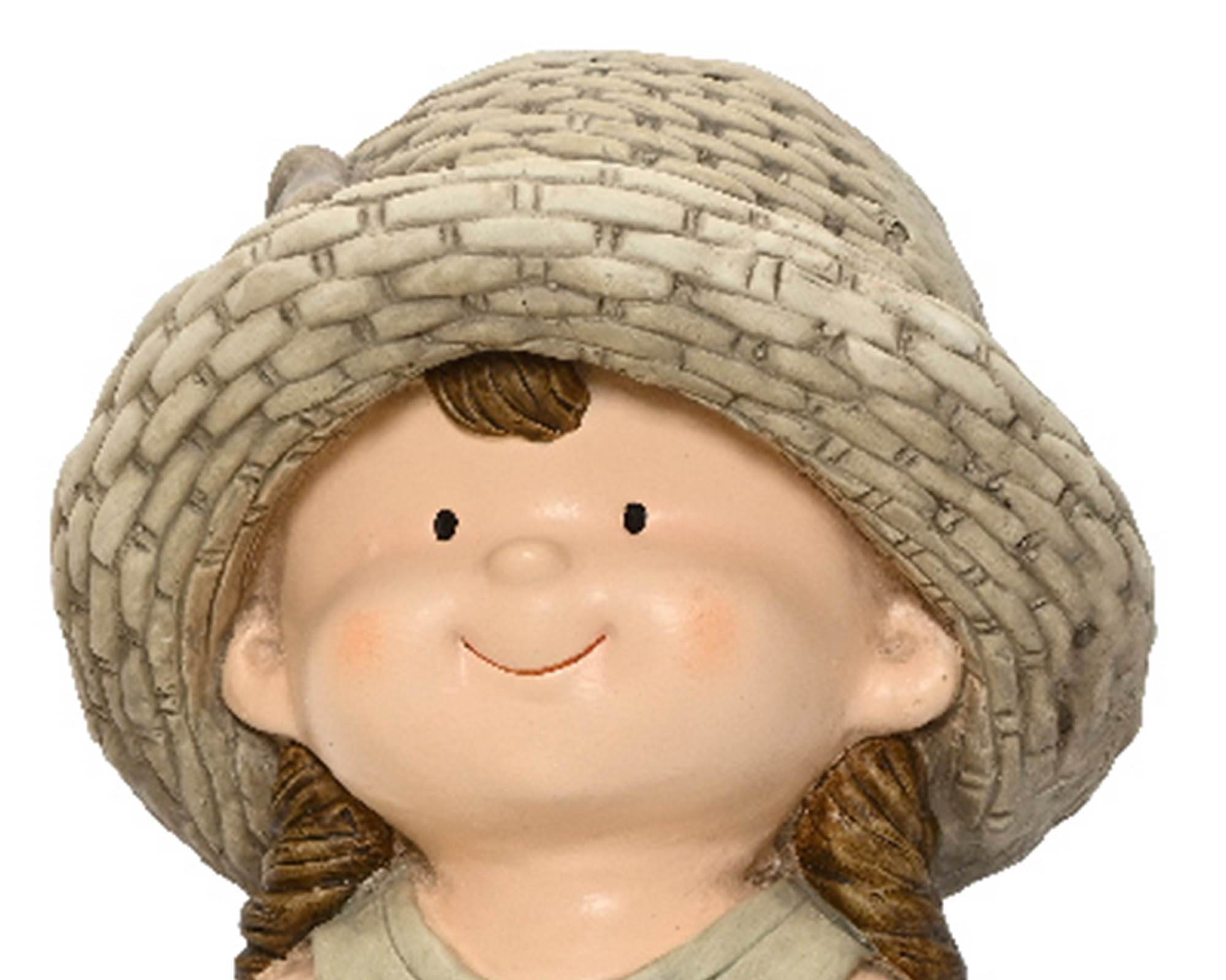 Statua Deco Giardino Bimbo con Fiori Assortito in Magnesio - Kaemingk - immagine 2