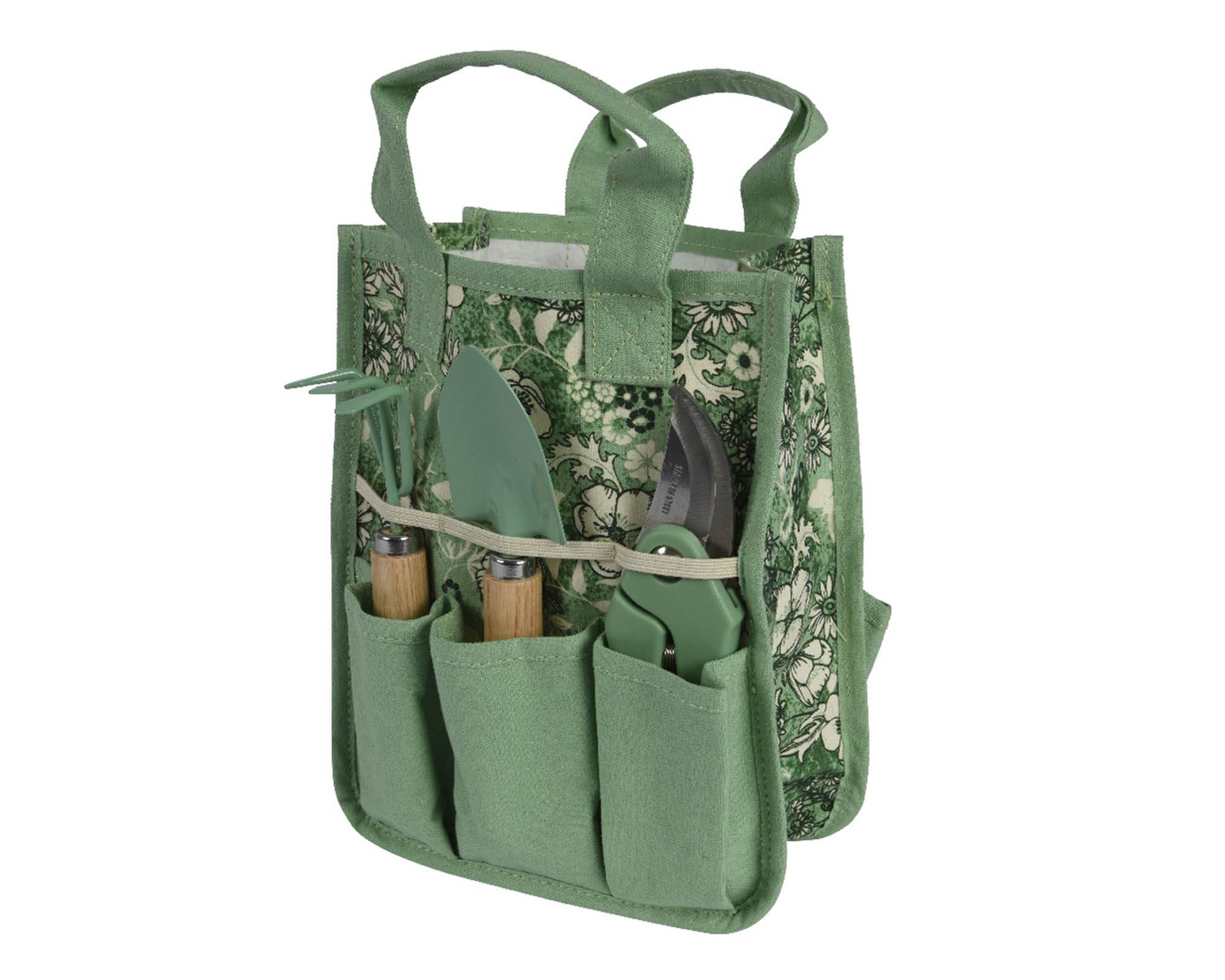 Set Attrezzi Giardinaggio Verde 18x24cm in Metallo e Tessuto - Kaemingk