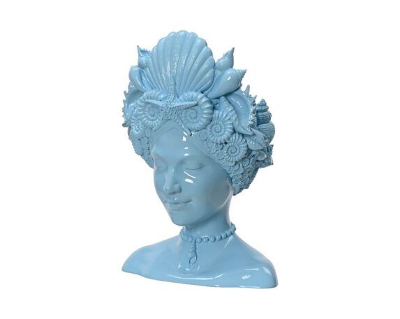 Vaso Testa Donna Stilizzata Blu 17x13x23cm in Resina – Kaemingk