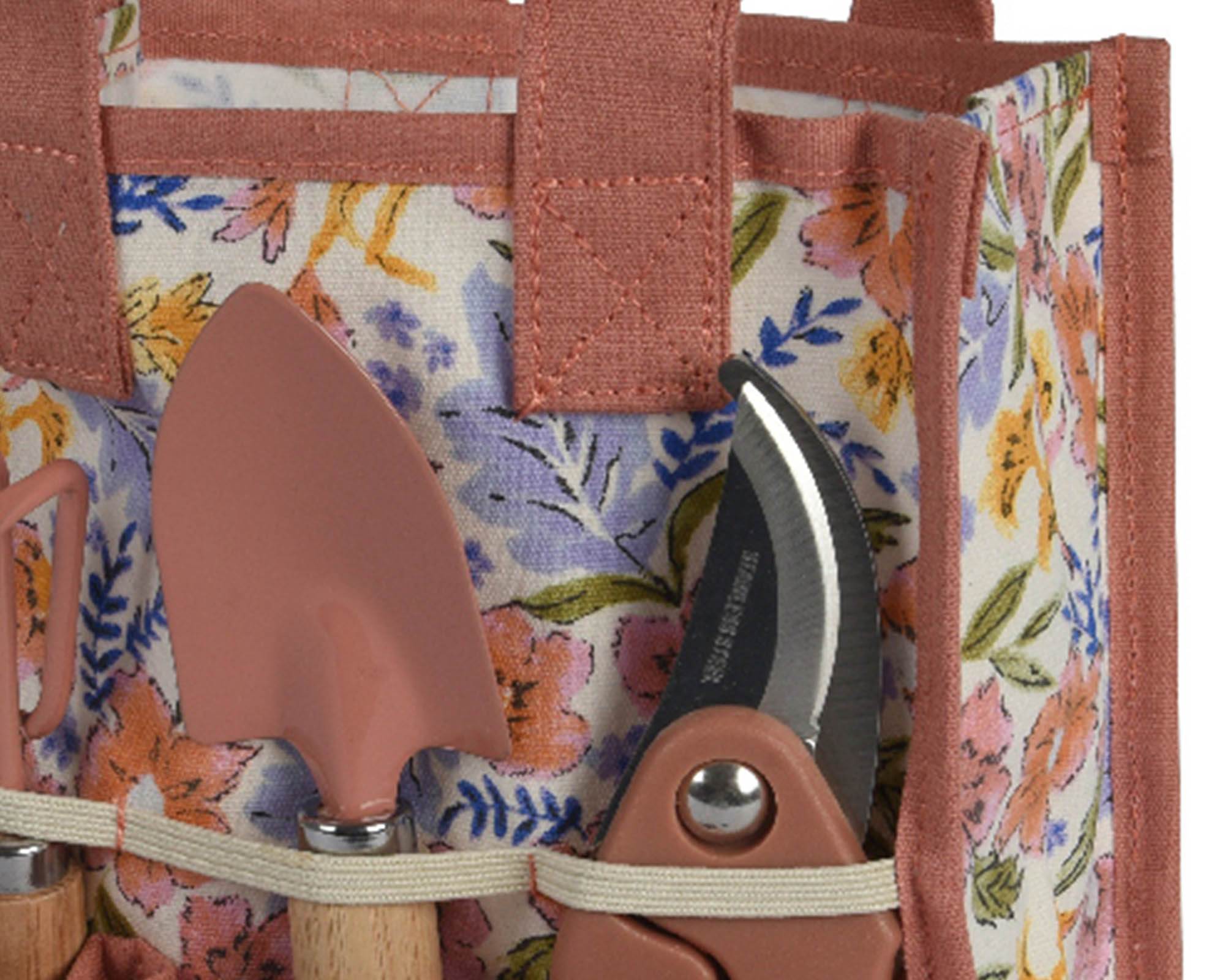 Set Attrezzi Giardinaggio Rosso 18x24cm in Metallo e Tessuto - Kaemingk - immagine 2