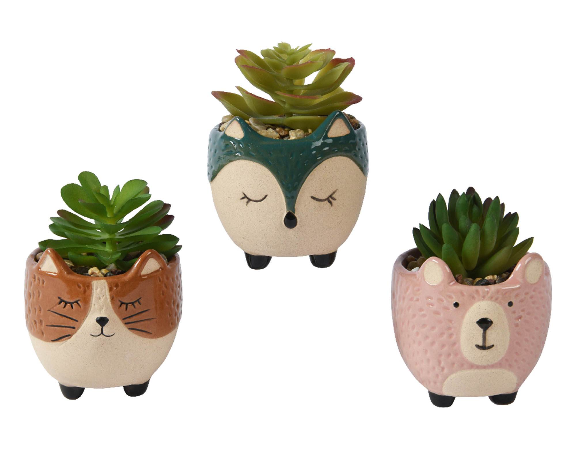 Pianta Artificiale con Vaso Deco Animale in Terracotta e Plastica - Kaemingk