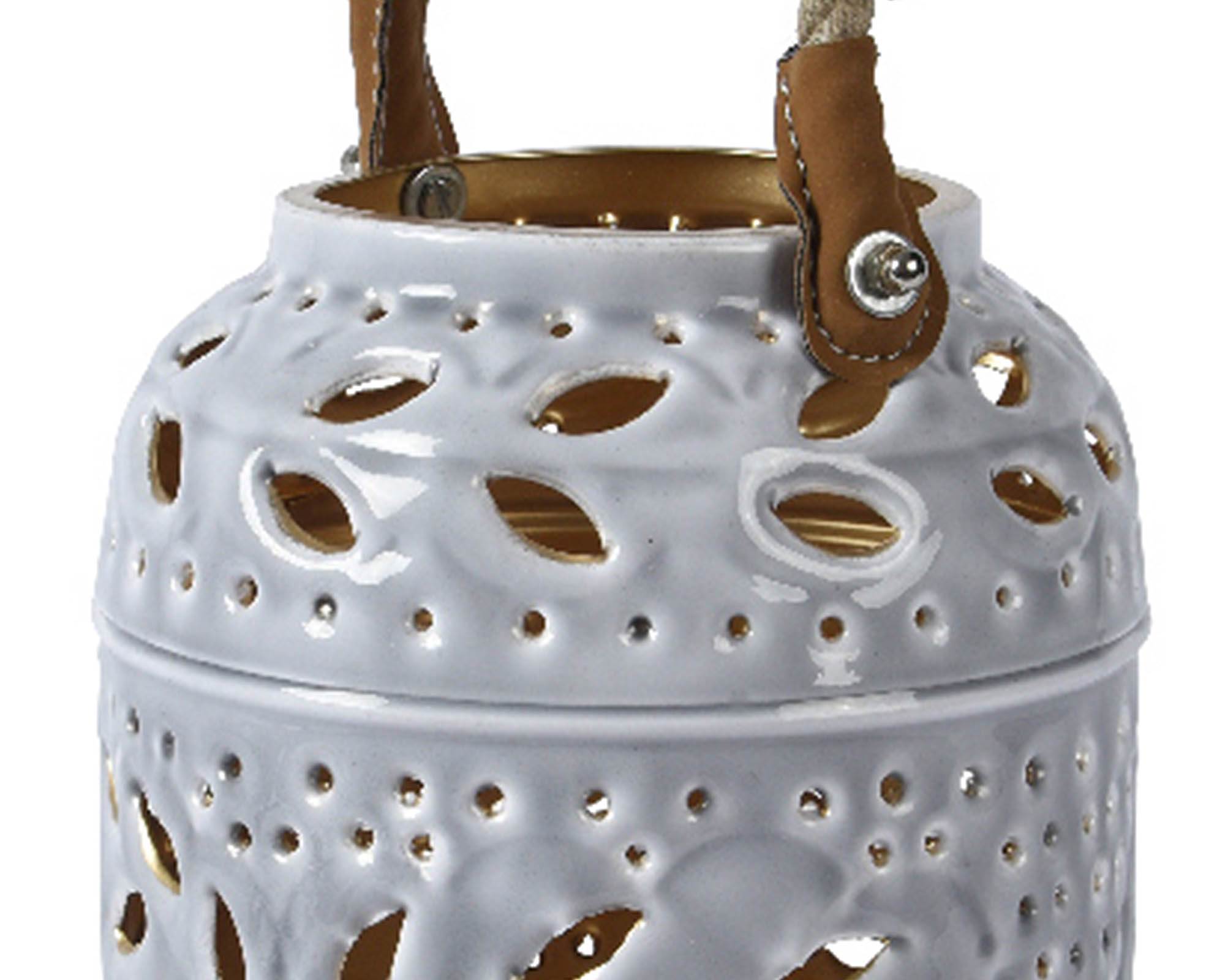 Lanterna Smaltata Grigio D14x24cm in Ferro - Kaemingk - immagine 2