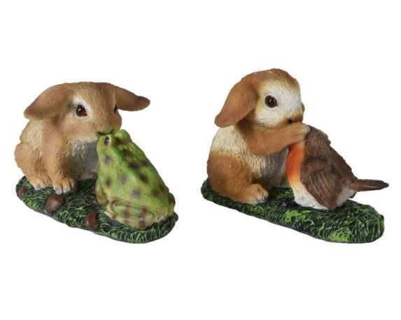 Statua Deco Giardino Coniglietto in Coppia Assortito 13x8x8cm in Resina – Kaemingk