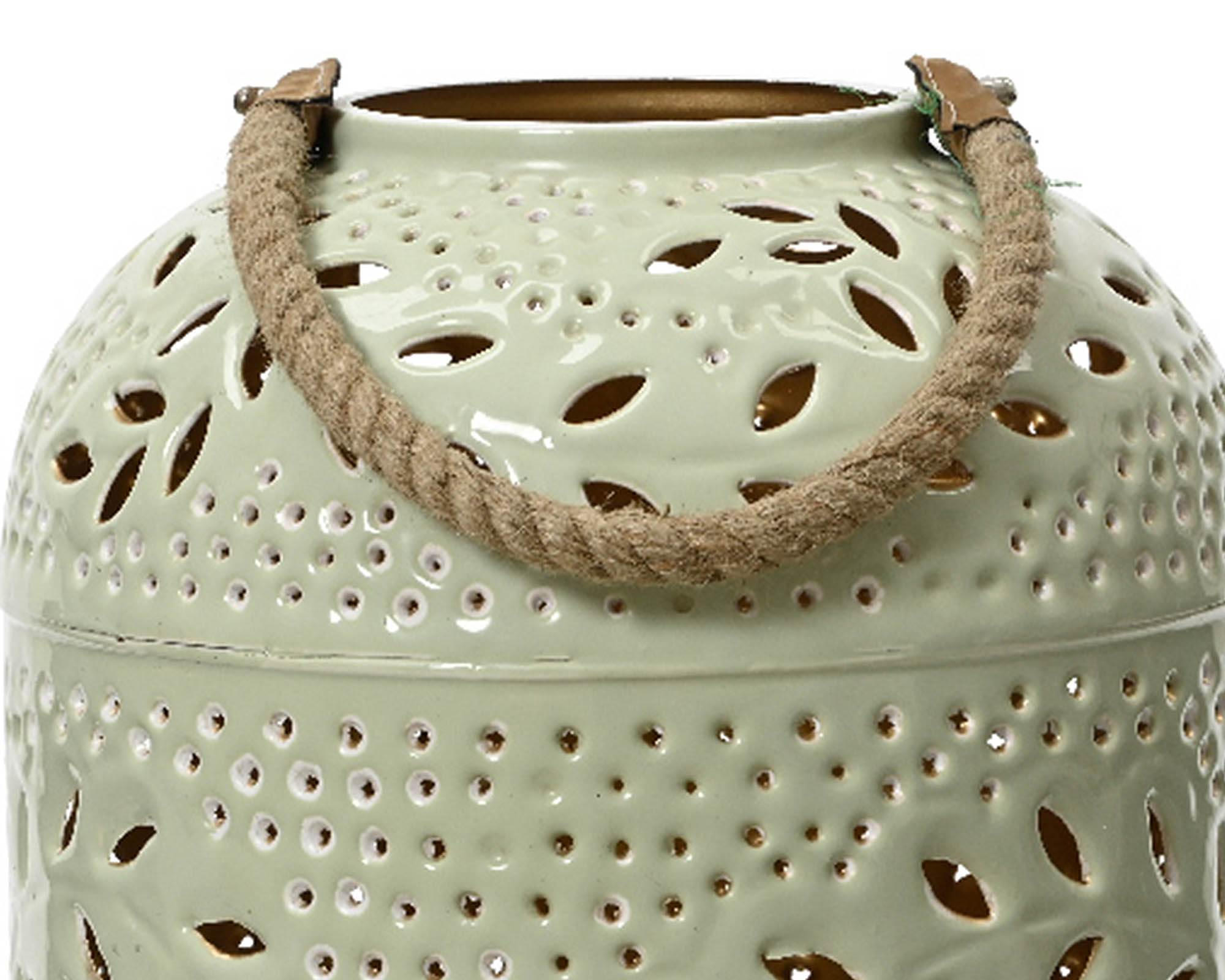 Lanterna Smaltata Verde Chiaro D14x24cm in Ferro - Kaemingk - immagine 2