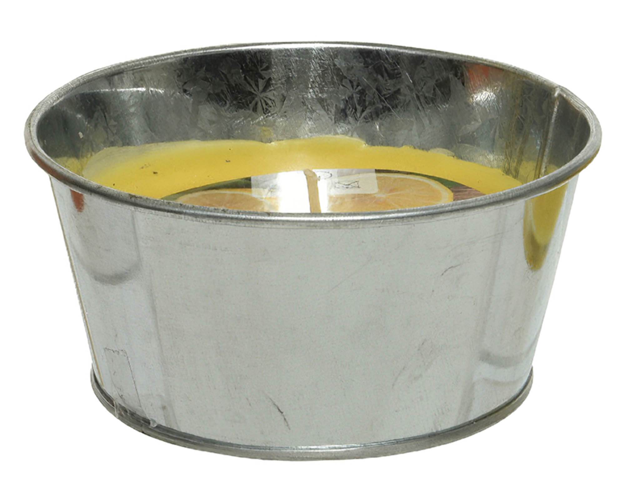Candela alla Citronella con Vasetto D12x6cm in Zincato e Cera - Kaemingk