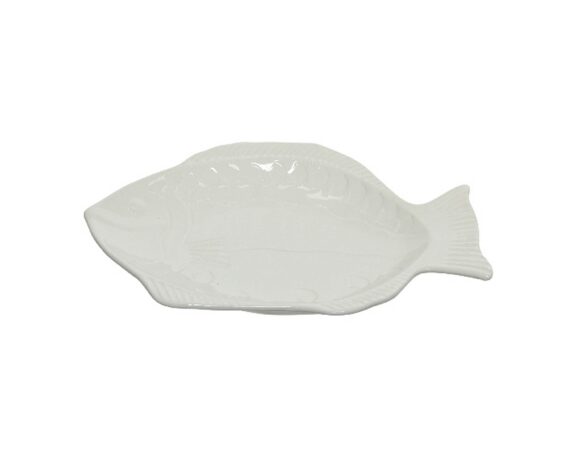 Vassoio A Forma Di Pesce Bianco 34x25cm In Terracotta – Kaemingk