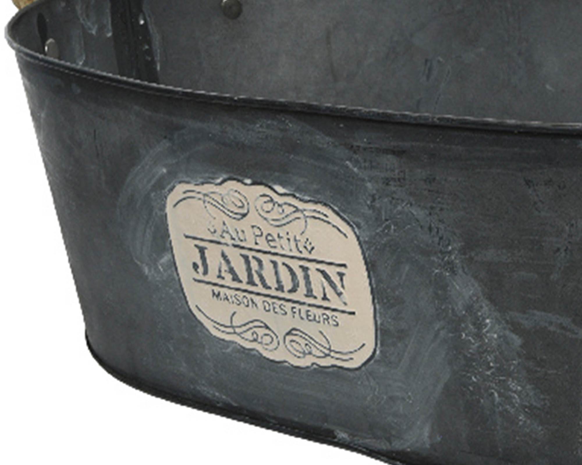 Portavaso Ovale Zinco con Manici 35x21x12cm in Ferro - Kaemingk - immagine 3