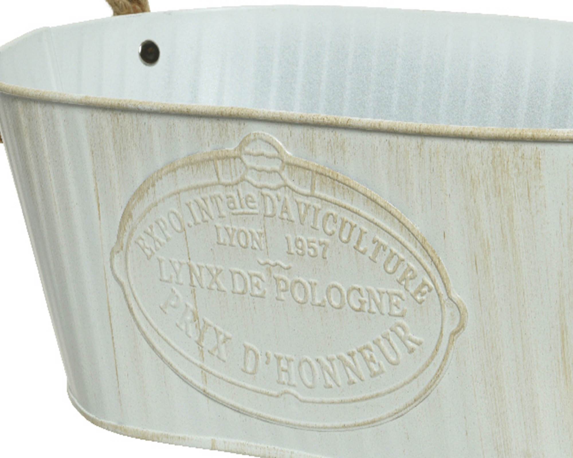 Portavaso Ovale Bianco con Manici 10,5x12x9cm in Ferro - Kaemingk - immagine 3