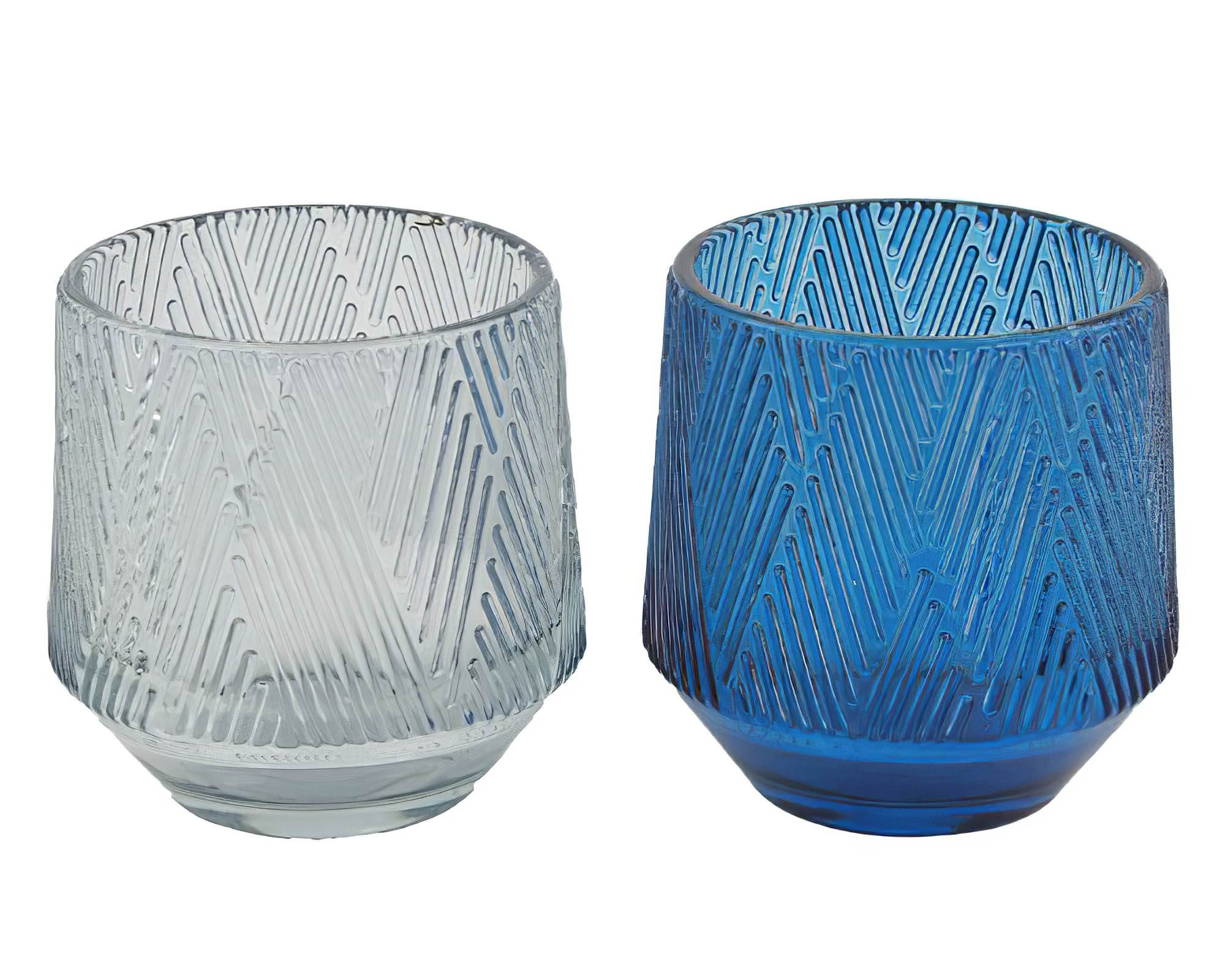 Portacandele Vasetto Assortito Blu 9,5x9,5x10cm in Vetro - Dijk