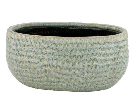 Cachepot Ovale Verde Chiaro 26,5×14,5x12cm In Ceramica – Dijk