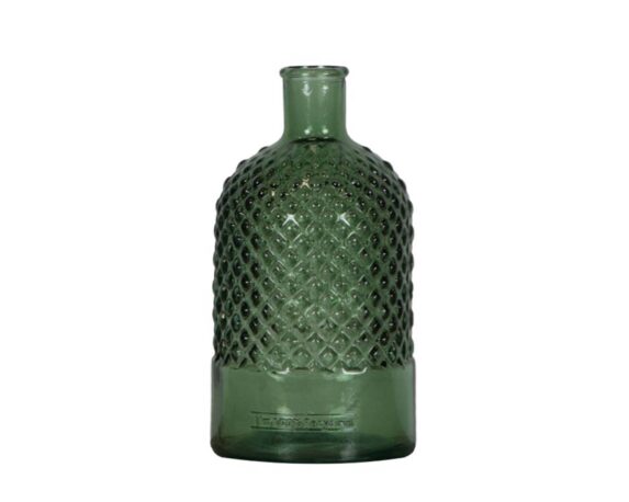 Vaso Bottiglia Decorativo Rilievo Verde D12x22cm In Vetro Riciclato – Dijk
