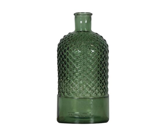 Vaso Bottiglia Decorativo Rilievo Verde D14x28cm In Vetro Riciclato – Dijk