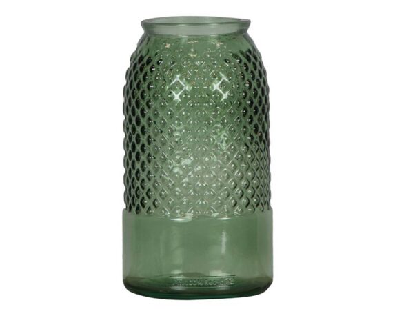 Vaso Bottiglia Decorativo Rilievo Verde D15x28cm In Vetro Riciclato – Dijk