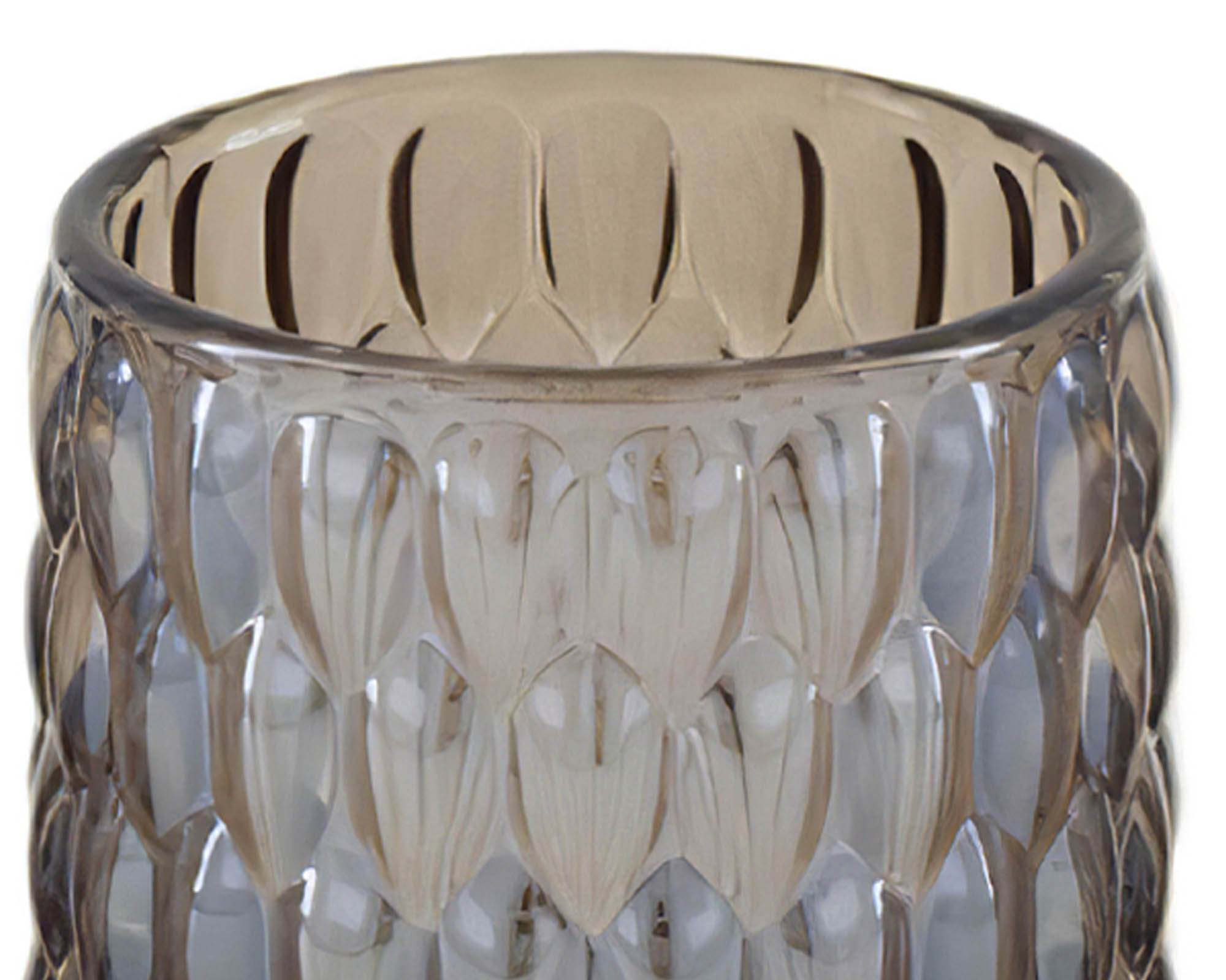 Portacandele Decorativo Rilievo Marrone Scuro 7x7x7cm in Vetro - Dijk - immagine 5