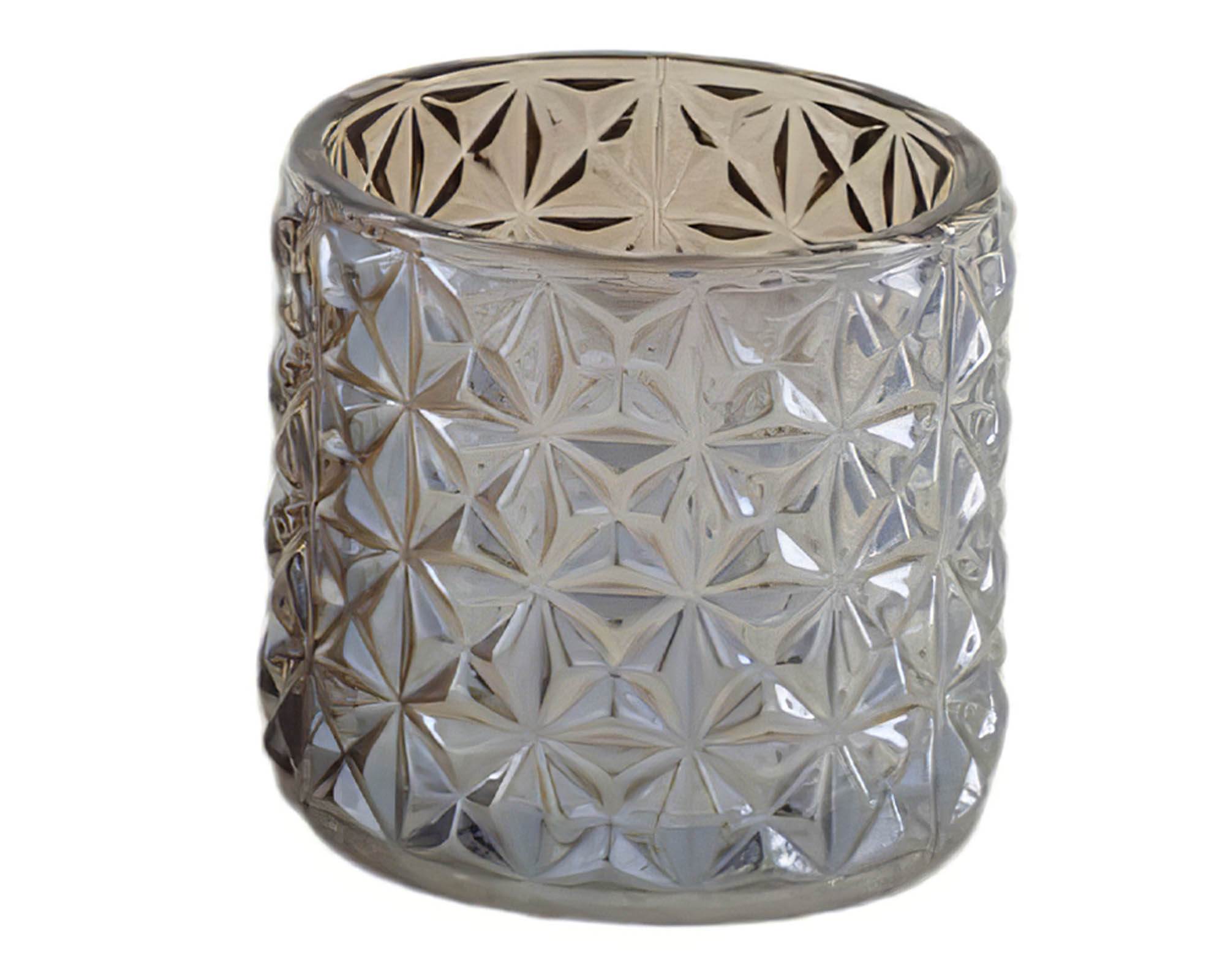 Portacandele Decorativo Rilievo Marrone Scuro 7x7x7cm in Vetro - Dijk - immagine 4