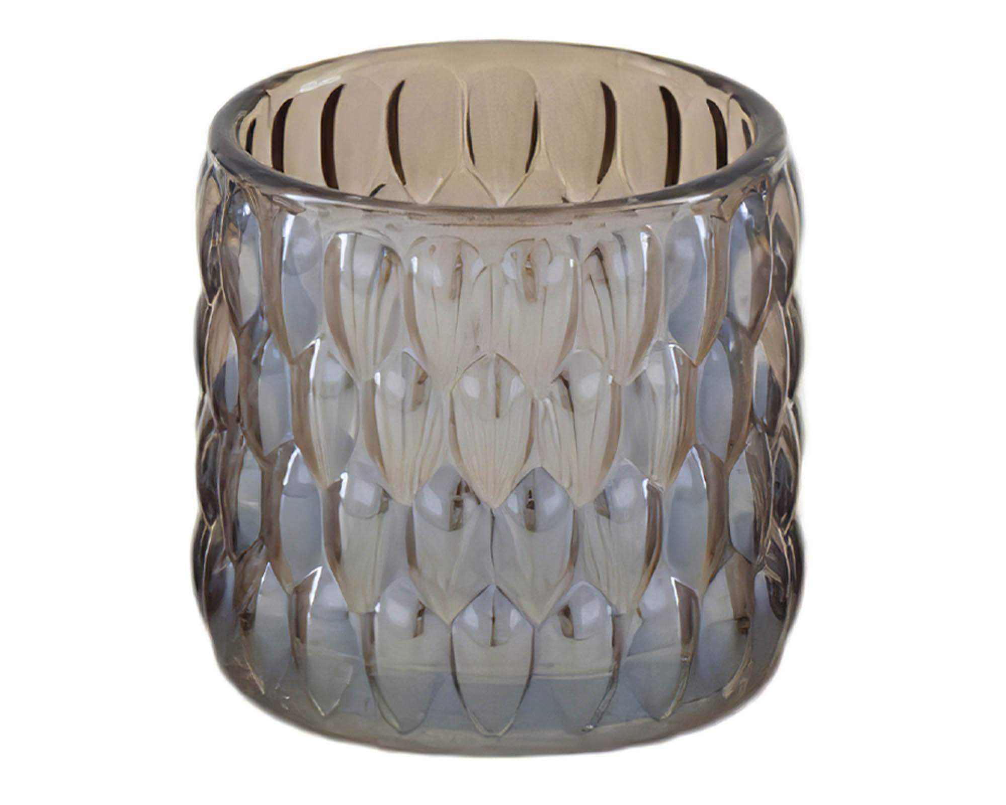 Portacandele Decorativo Rilievo Marrone Scuro 7x7x7cm in Vetro - Dijk - immagine 3