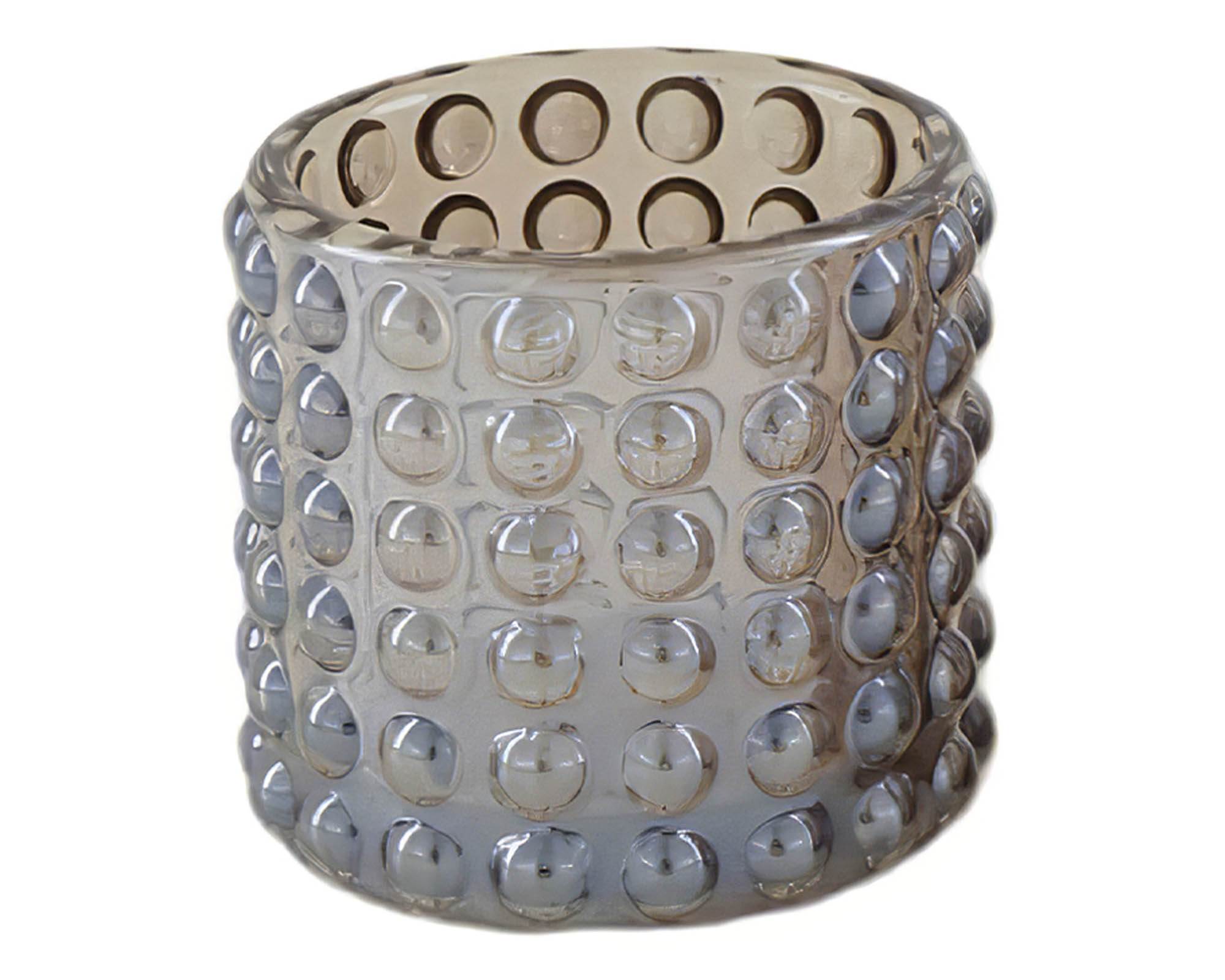 Portacandele Decorativo Rilievo Marrone Scuro 7x7x7cm in Vetro - Dijk - immagine 2