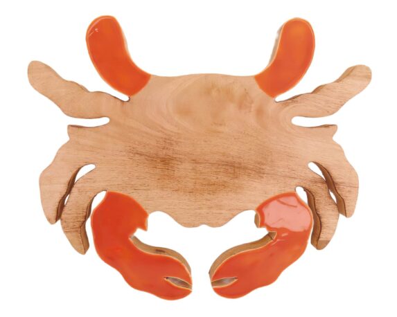 Sottopentola Granchio Nature e Rosso 36x31x2,5cm in Legno di Mango – Dijk