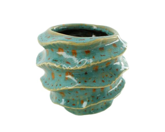 Cachepot Decorativo Onde Acqua Blu D12,5×10,5cm In Ceramica – Dijk