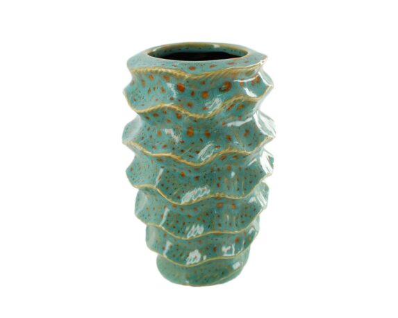Cachepot Decorativo Onde Acqua Blu D13,5×21,5cm In Ceramica – Dijk