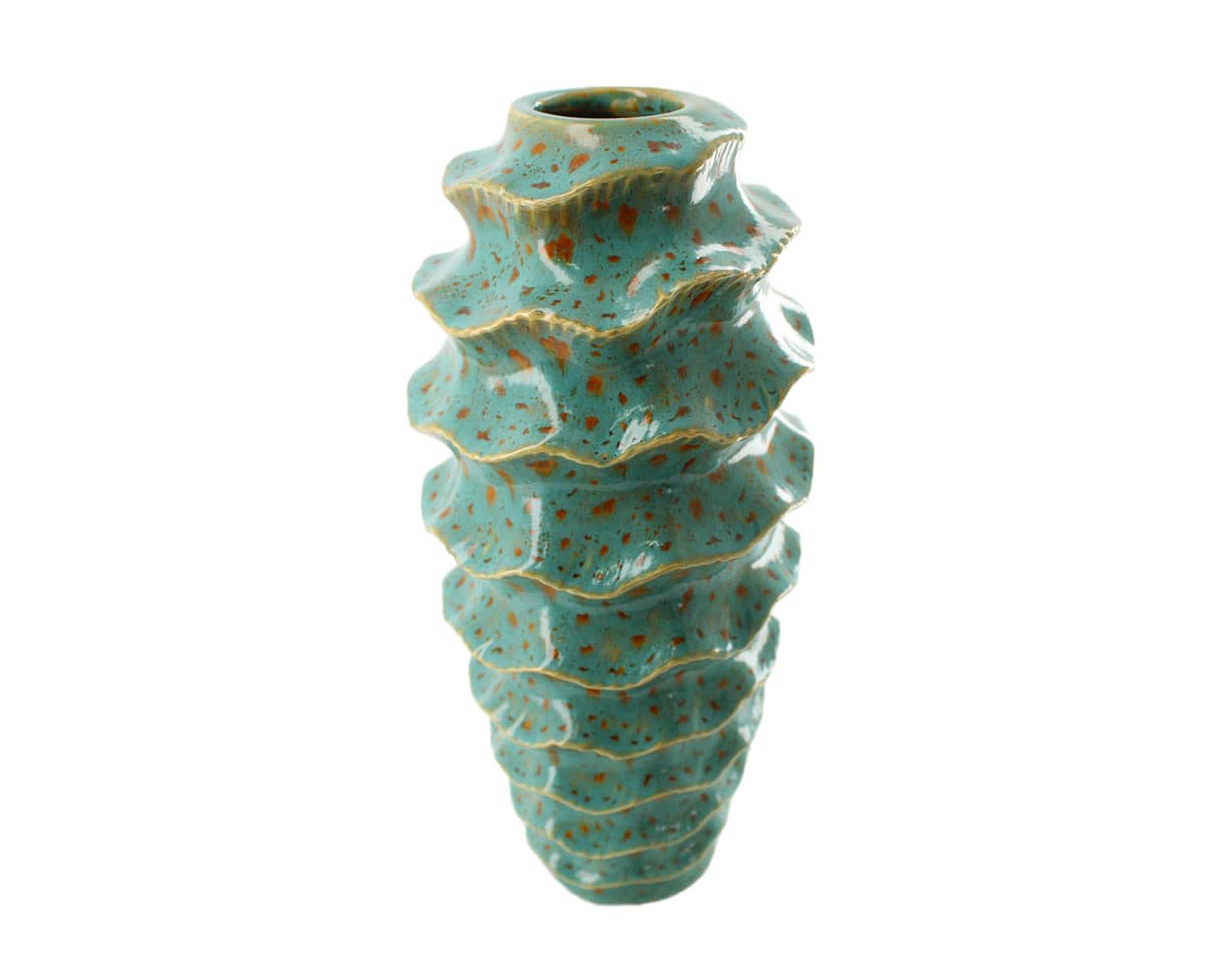 Cachepot Decorativo Onde Acqua Blu D14x30,5cm in Ceramica - Dijk
