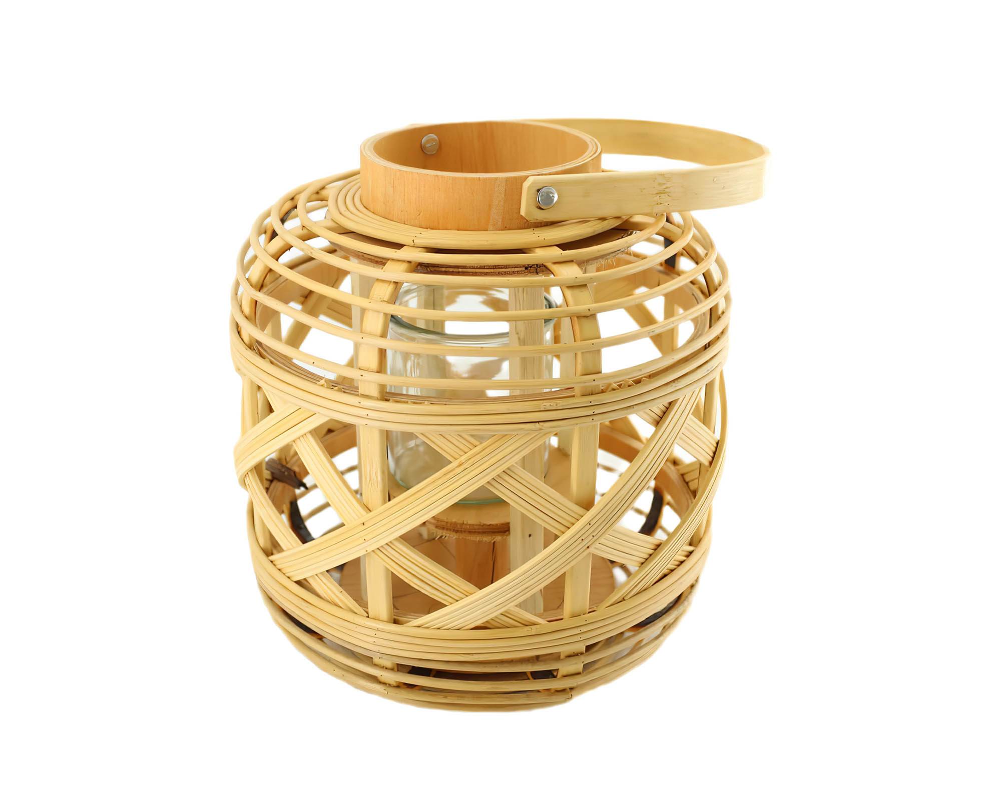 Lanterna Naturale D22x24cm in Vetro e Rattan - Dijk