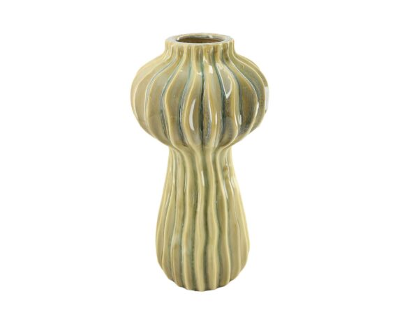 Vaso Decorativo Righe Rilievo Verde Chiaro D14x28cm In Ceramica – Dijk