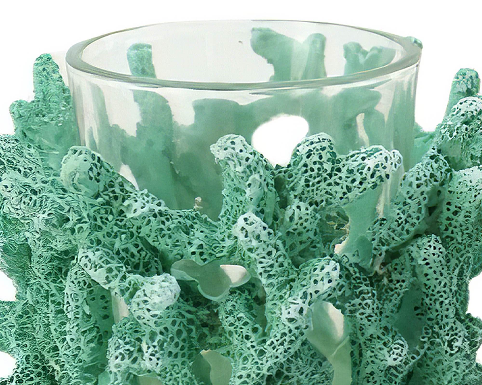 Portacandele Corallo Blu Verde 9x9x8cm in Resina - Dijk - immagine 4