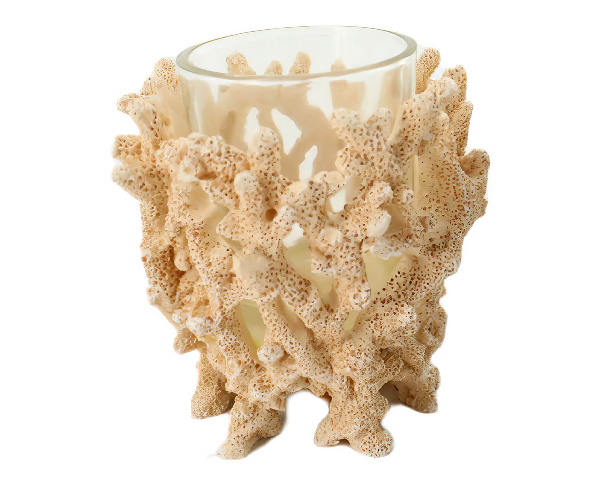 Portacandele Corallo Marrone Chiaro 9x9x8cm in Resina - Dijk - immagine 2