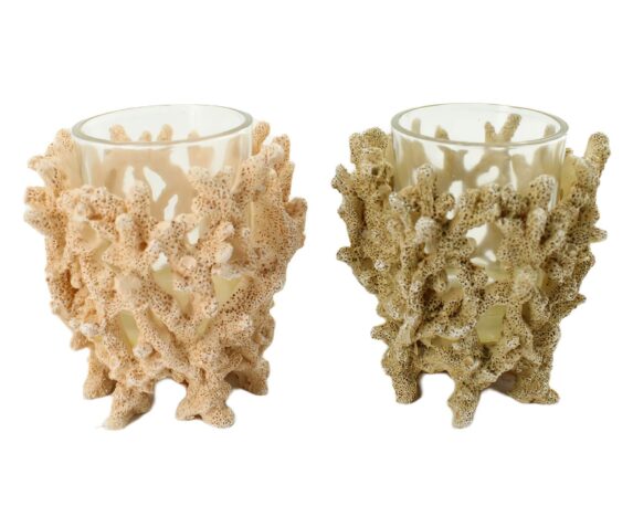 Portacandele Corallo Marrone Chiaro 9x9x8cm in Resina – Dijk