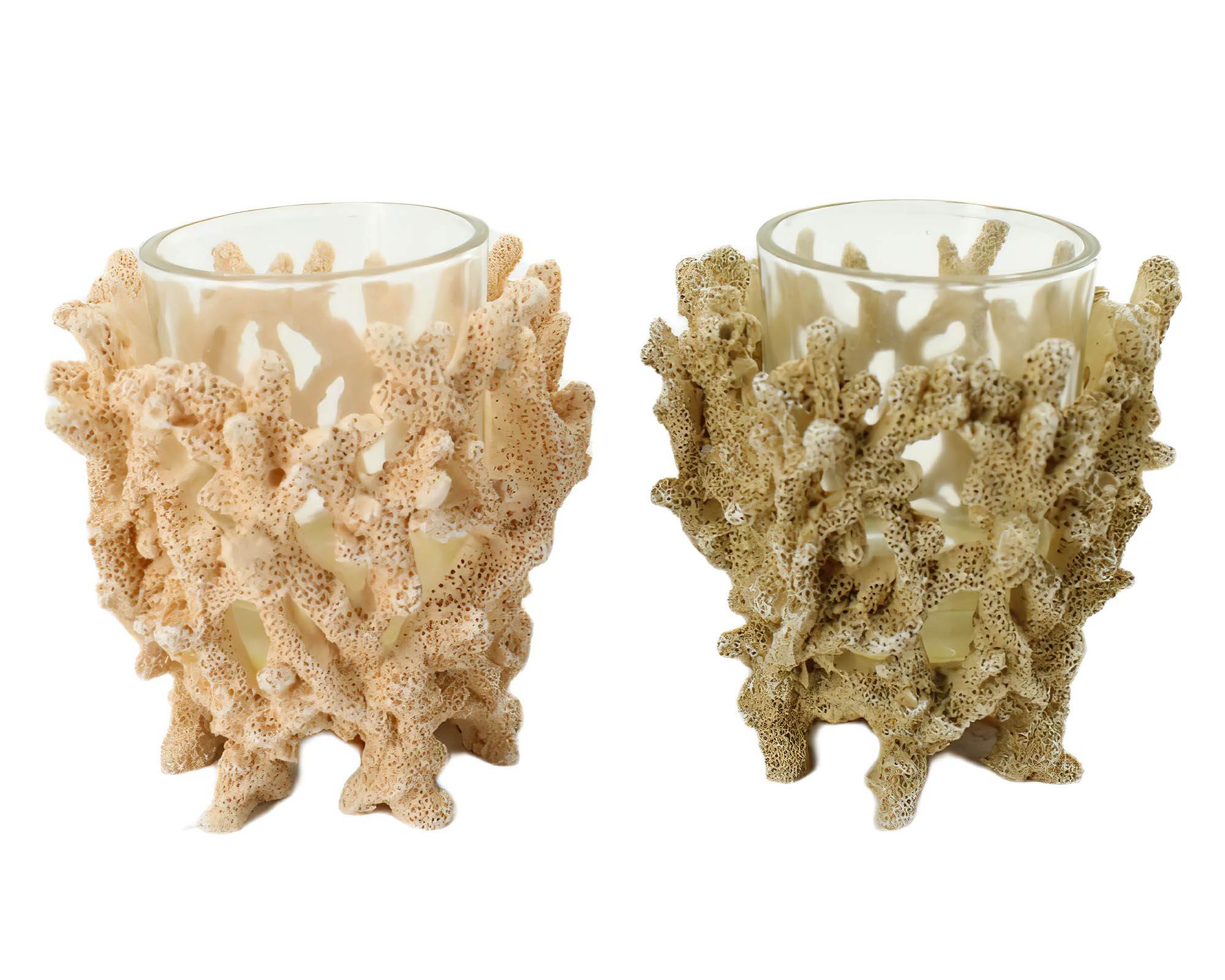 Portacandele Corallo Marrone Chiaro 9x9x8cm in Resina - Dijk