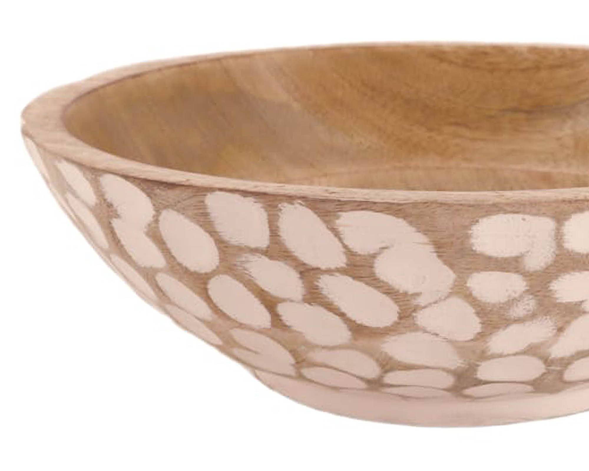 Ciotola Decorativo Mosaico Naturale e Bianco 23x23x7cm in Legno Mango - Dijk - immagine 2