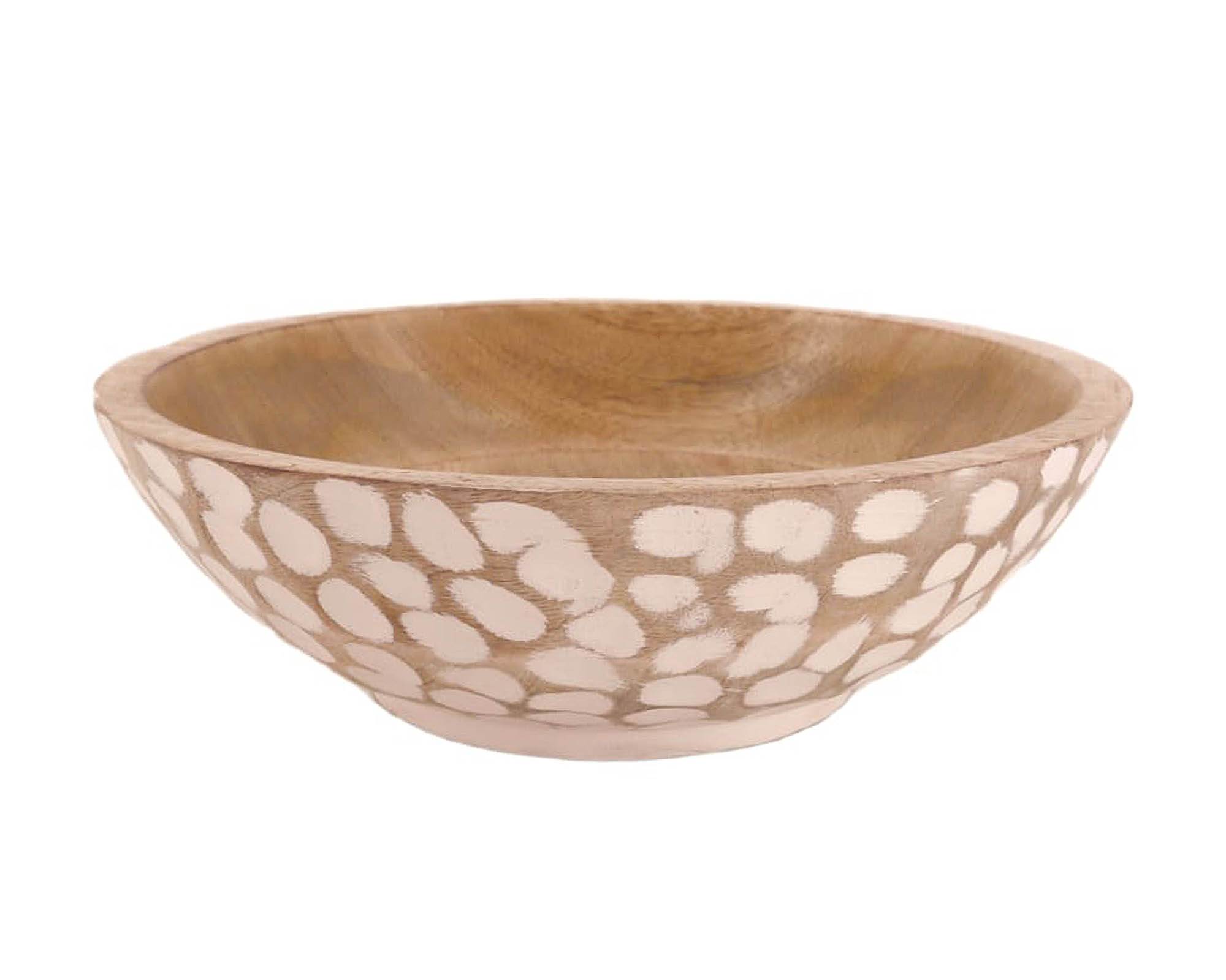 Ciotola Decorativo Mosaico Naturale e Bianco 23x23x7cm in Legno Mango - Dijk