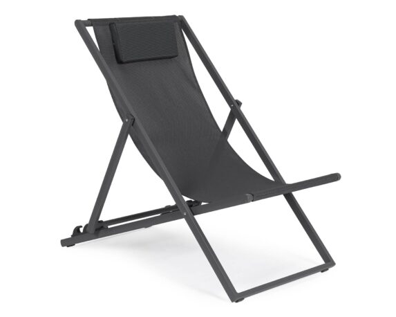 Sdraio Taylor Grigio Scuro e Antracite 60,5×101,5×73,5cm in Alluminio, Acciaio e Textilene – Bizzotto