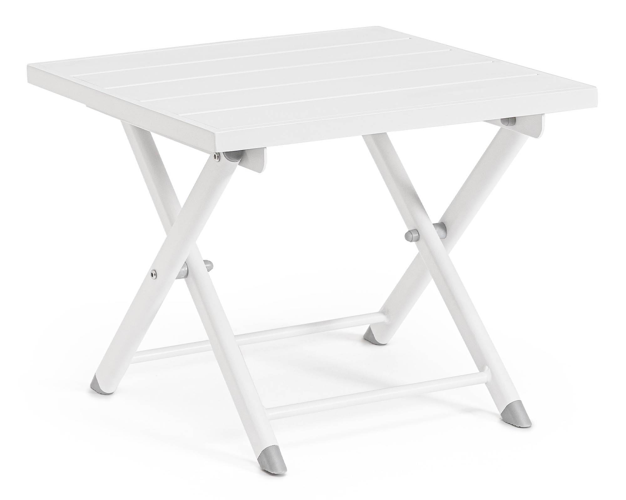 Tavolino Taylor 44x43 Bianco in Alluminio e Acciaio - Bizzotto
