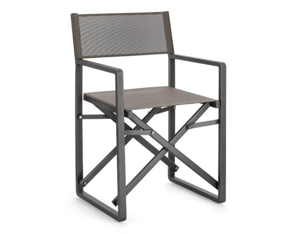 Sedia Da Regista Konnor Antracite In Alluminio, Acciaio E Textilene – Bizzotto