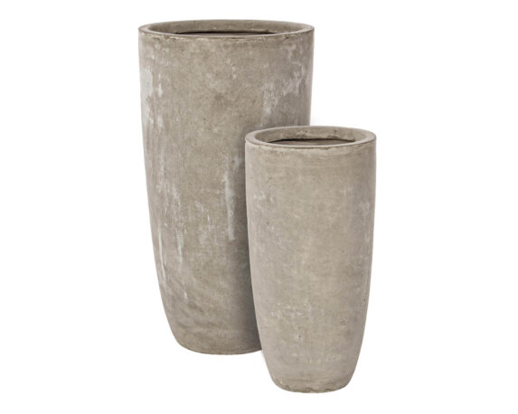 Set 2 Pz Porta Vaso Cement Tondo Alto Sabbia In Fibra Di Vetro – Bizzotto