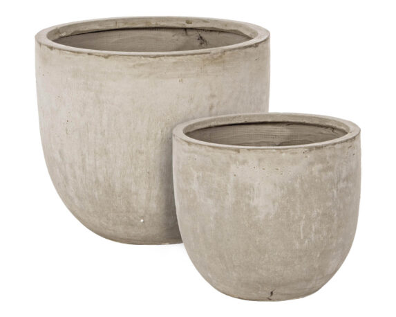 Set 2 Pz Porta Vaso Cement Tondo Basso Sabbia In Fibra Di Vetro – Bizzotto