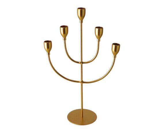 Candelabro 5 Piani Oro 23,5x10x38cm in Metallo