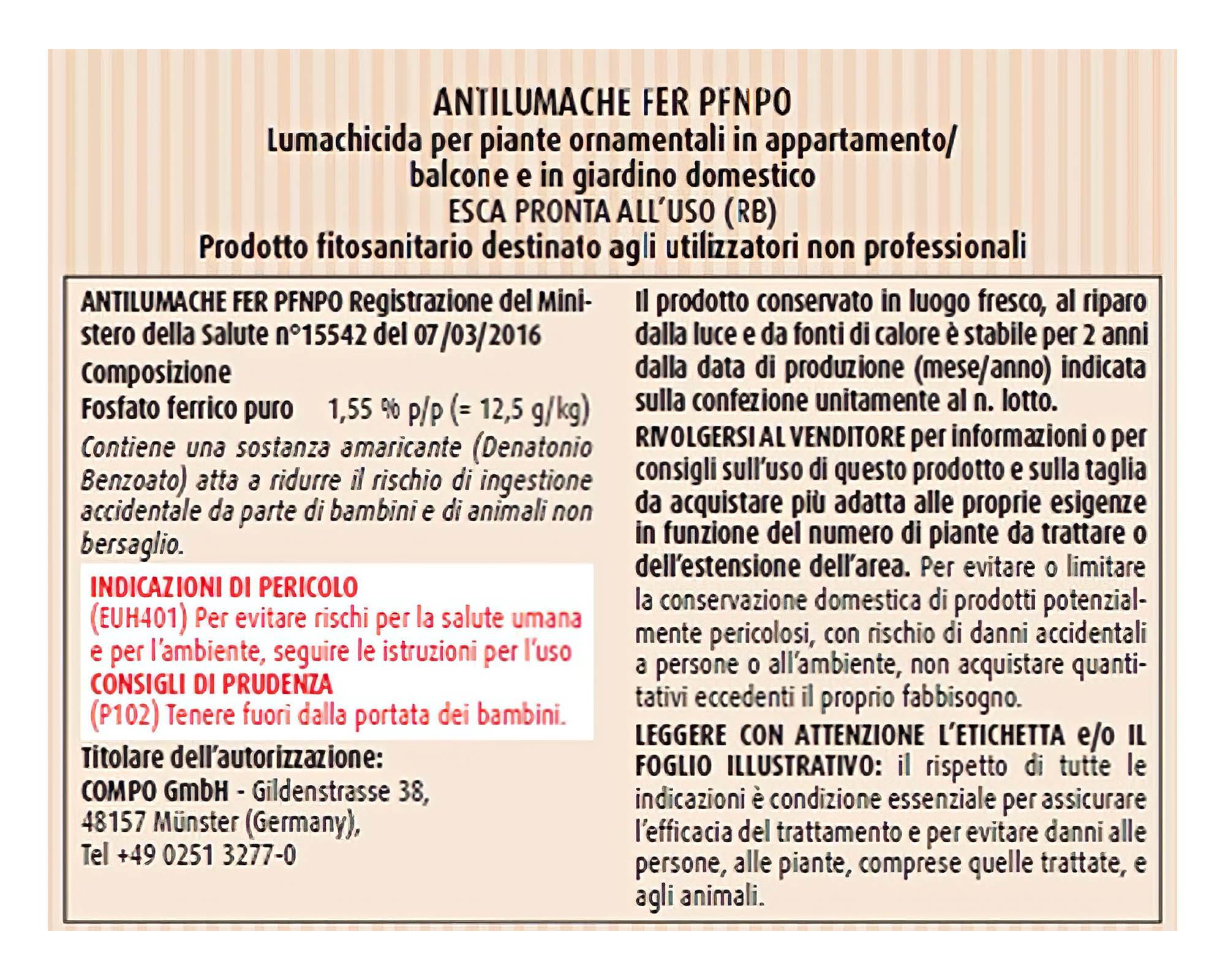 Lumachicida Ferro Bio PFPNO da 200g - Compo - immagine 7